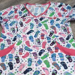 UA Scrubs Colorful Flip-Flop Print Top